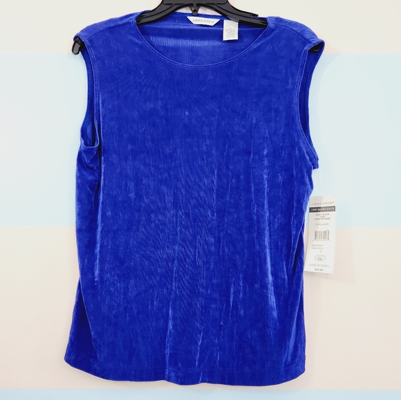 NWT Laura Ashley Easy Wear Blue Sleeveless Top - Picture 6 of 8